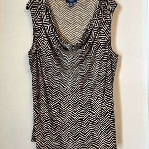 Chaps Black and Cream Chevron Tank Top